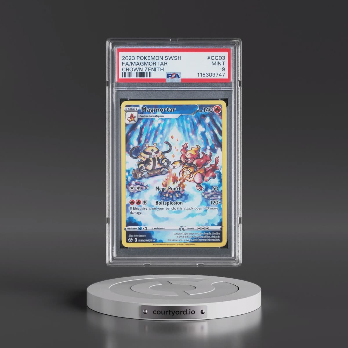 2023 Pokémon Sword and Shield Crown Zenith #GG03 Magmortar - Full Art (PSA 9 MINT)