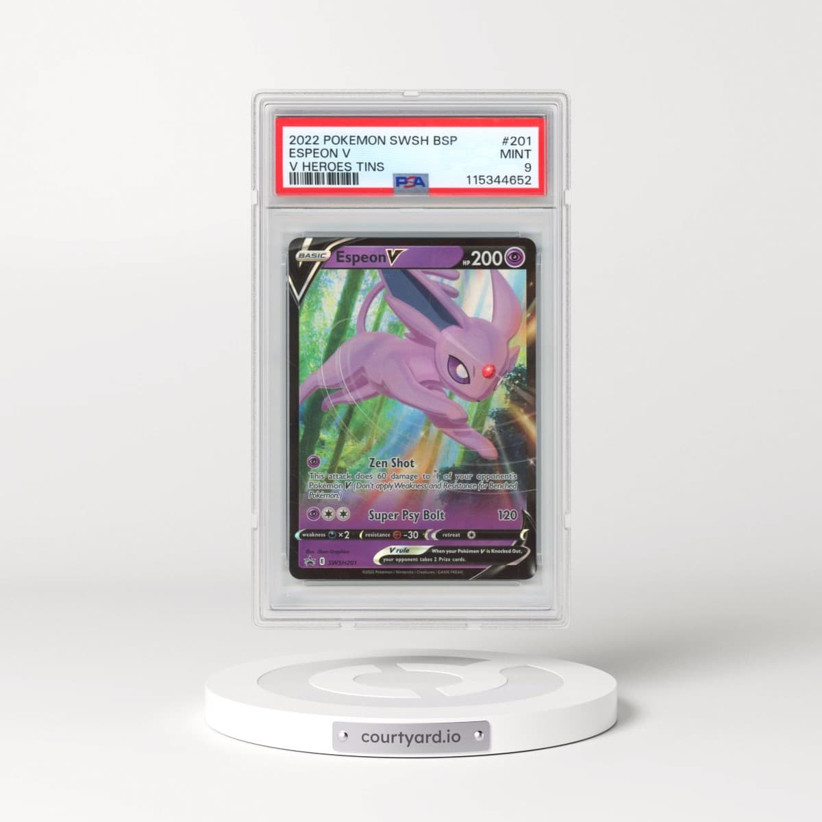 2022 Pokémon Swsh Black Star Promo #201 Espeon V - Holo V Heroes Tins (PSA 9 MINT)