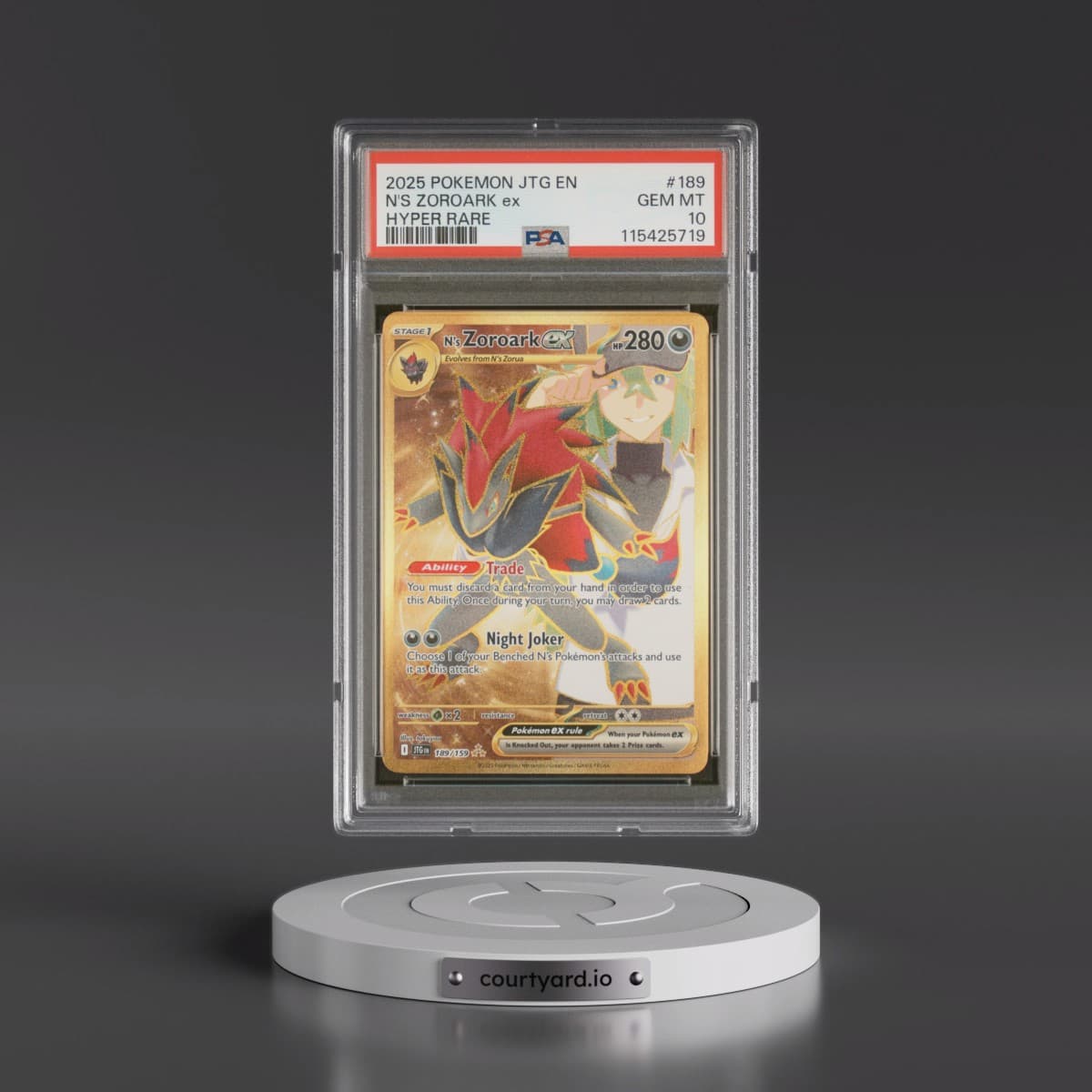 2025 Pokémon Jtg EN-Journey Together #189 N's Zoroark EX - Holo Hyper Rare (PSA 10 GEM MINT)