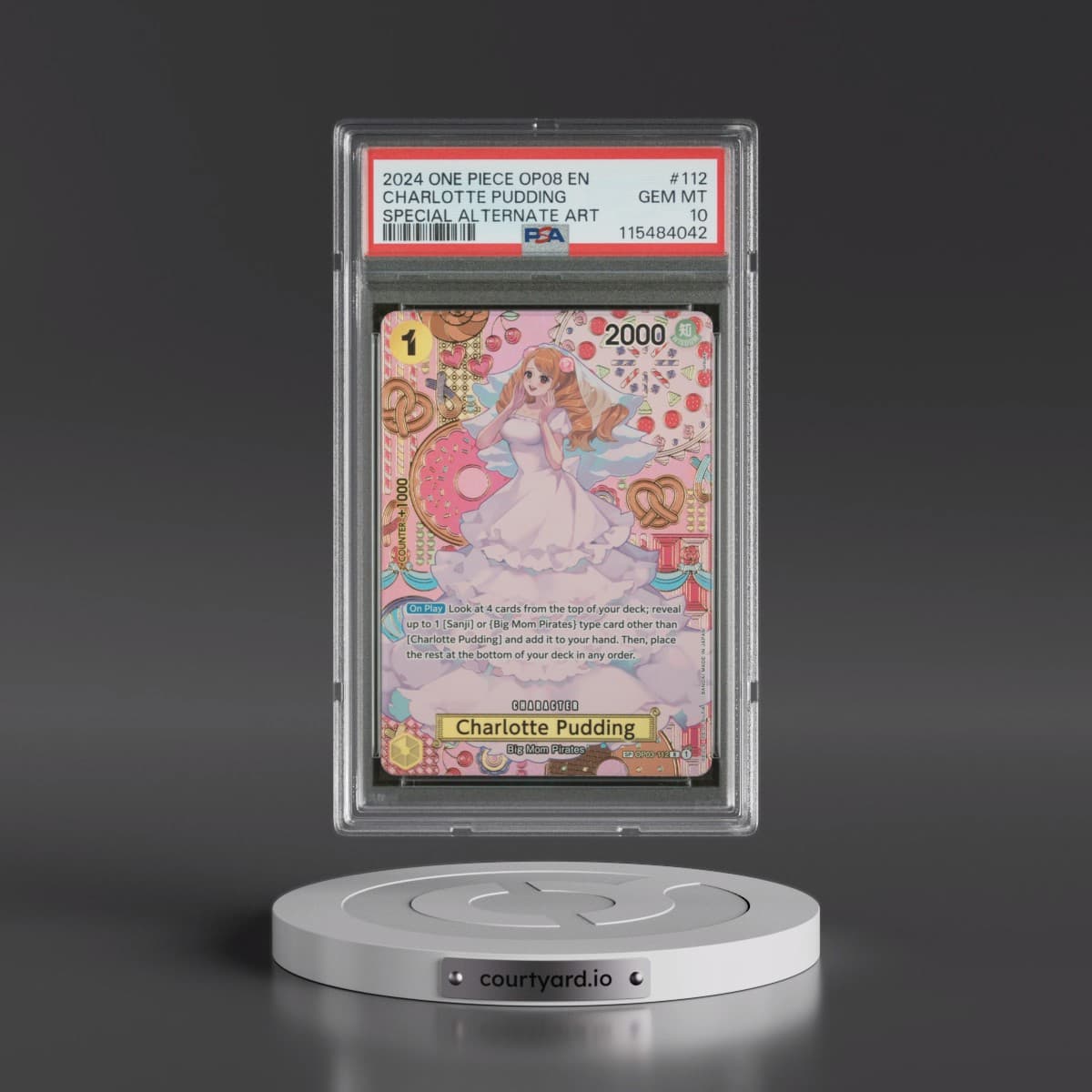 2024 One Piece OP08-Two Legends #112 Charlotte Pudding - Special Alternate Art (PSA 10 GEM MINT)