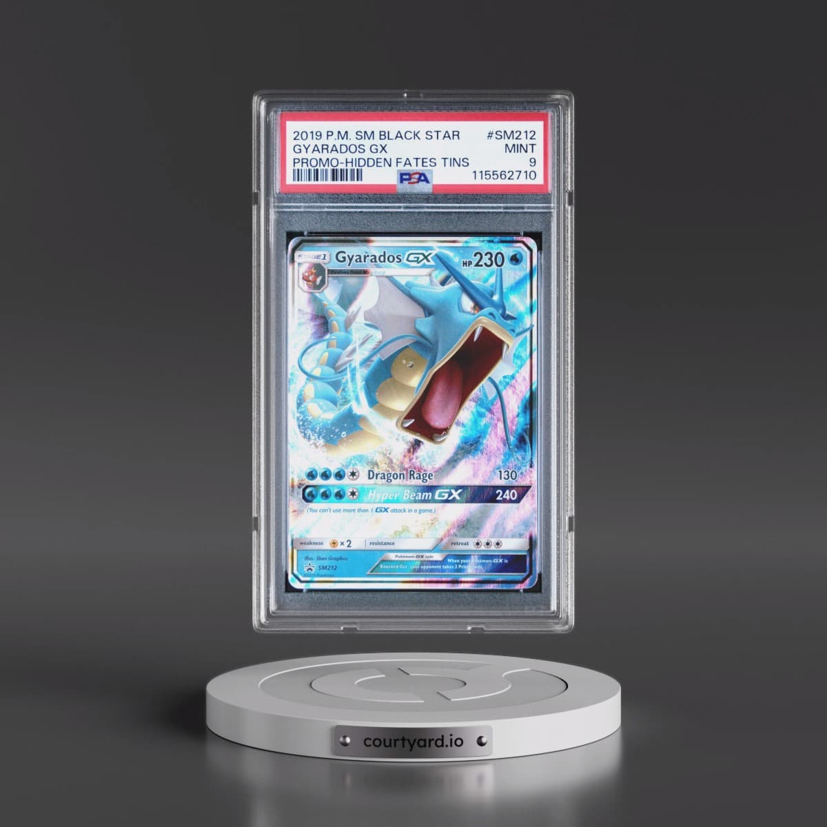 2019 Pokémon SM Black Star Promo #SM212 Gyarados GX - Holo Hidden Fates Tins (PSA 9 MINT)