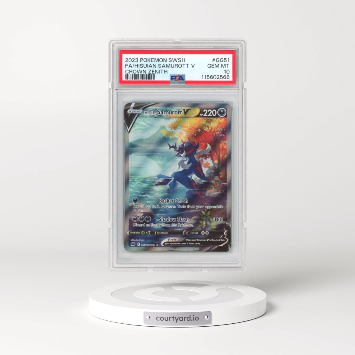 2023 Pokémon Sword and Shield Crown Zenith #GG51 Hisuian Samurott V - Holo Full Art (PSA 10 GEM MINT)