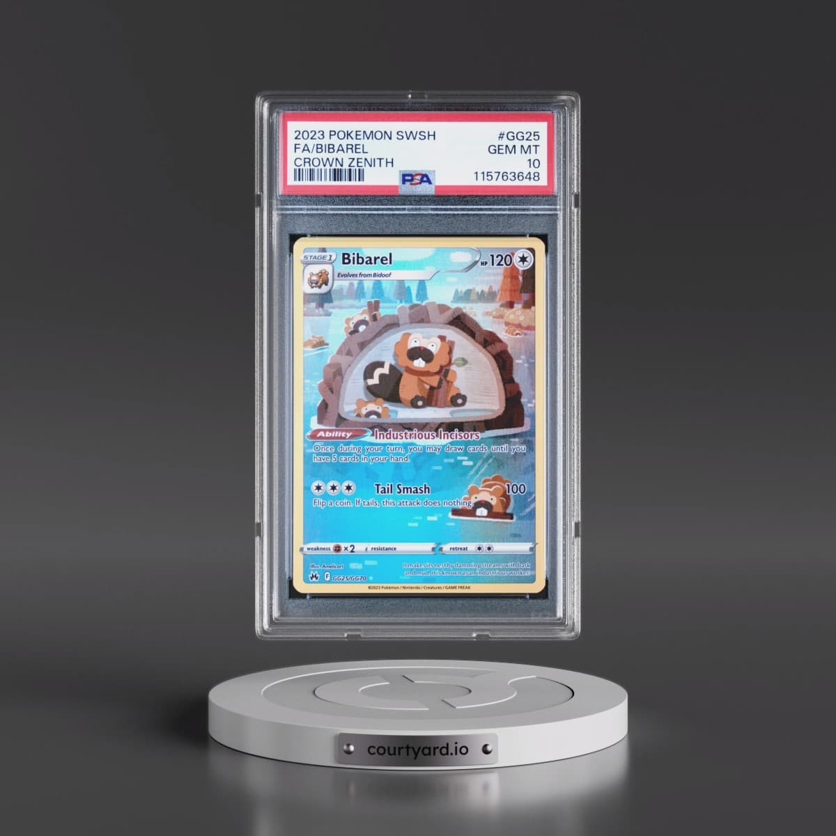 2023 Pokémon Sword and Shield Crown Zenith #GG25 Bibarel - Full Art (PSA 10 GEM MINT)
