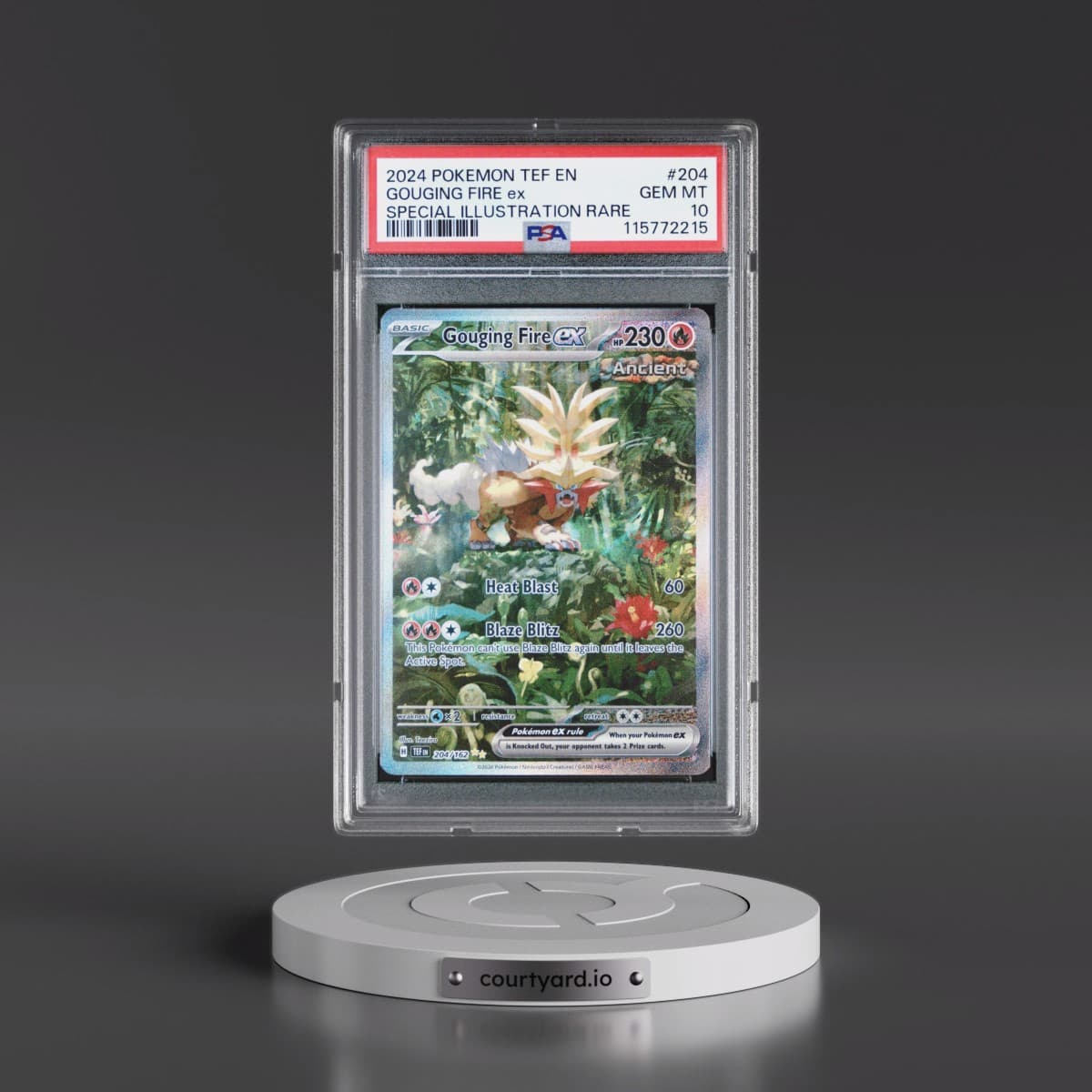 2024 Pokémon Tef EN-Temporal Forces #204 Gouging Fire EX - Holo Special Illustration Rare (PSA 10 GEM MINT)