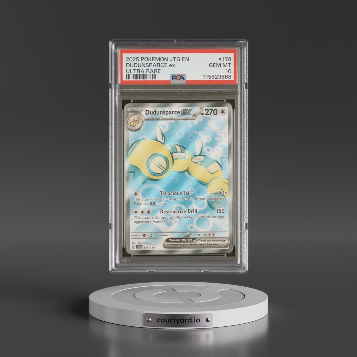 2025 Pokémon Jtg EN-Journey Together #178 Dudunsparce EX - Holo Ultra Rare (PSA 10 GEM MINT)