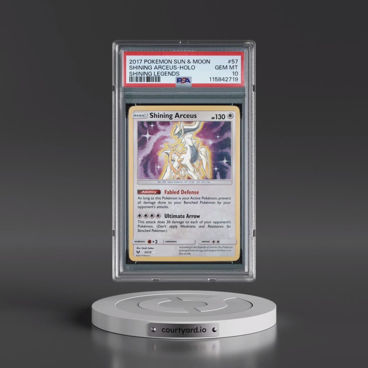 2017 Pokémon Sun & Moon Shining Legends #57 Shining Arceus - Holo Holo (PSA 10 GEM MINT)