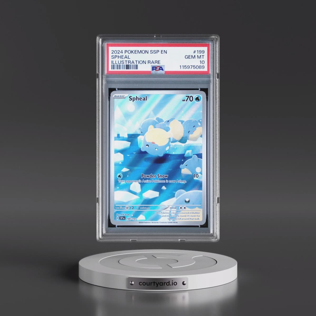 2024 Pokémon Ssp EN-Surging Sparks #199 Spheal - Illustration Rare (PSA 10 GEM MINT)