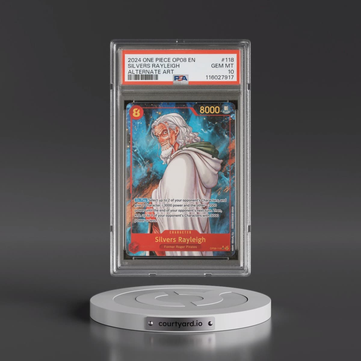 2024 One Piece OP08-Two Legends #118 Silvers Rayleigh - Alternate Art (PSA 10 GEM MINT)