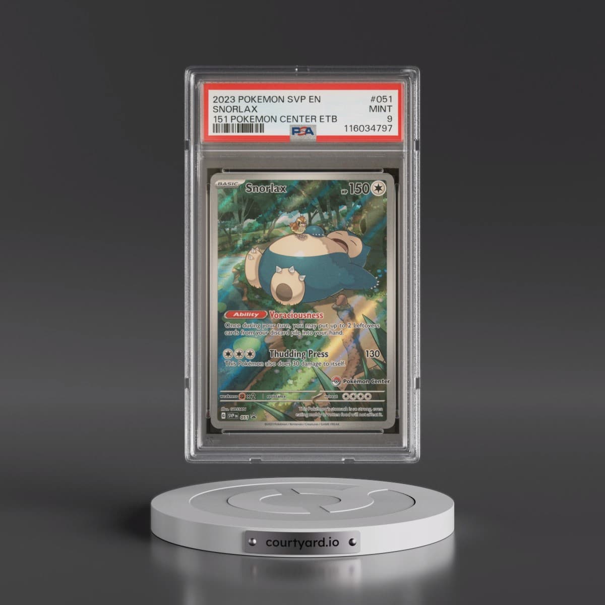 2023 Pokémon Svp EN-SV Black Star Promo #051 Snorlax - 151 Pokemon Center Elite Trainer Box (PSA 9 MINT)