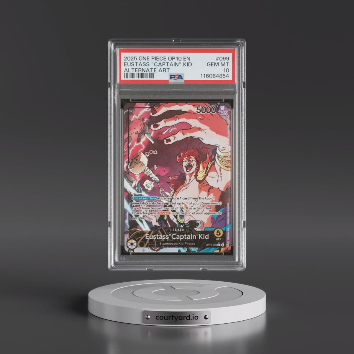2025 One Piece OP10-Royal Blood #099 Eustass "Captain" Kid - Alternate Art (PSA 10 GEM MINT)