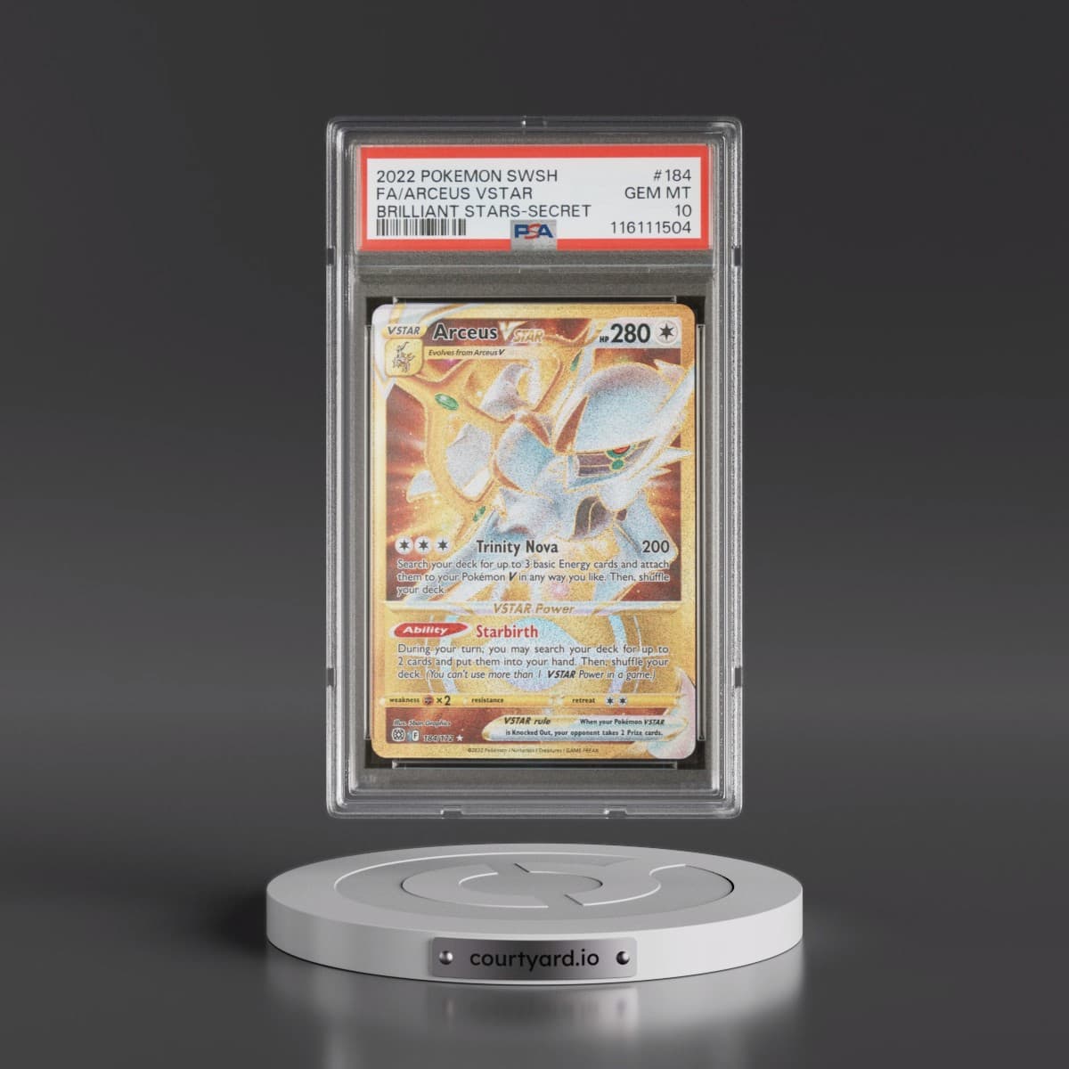 2022 Pokémon Sword & Shield Brilliant Stars #184 Arceus Vstar - Full Art Secret (PSA 10 GEM MINT)