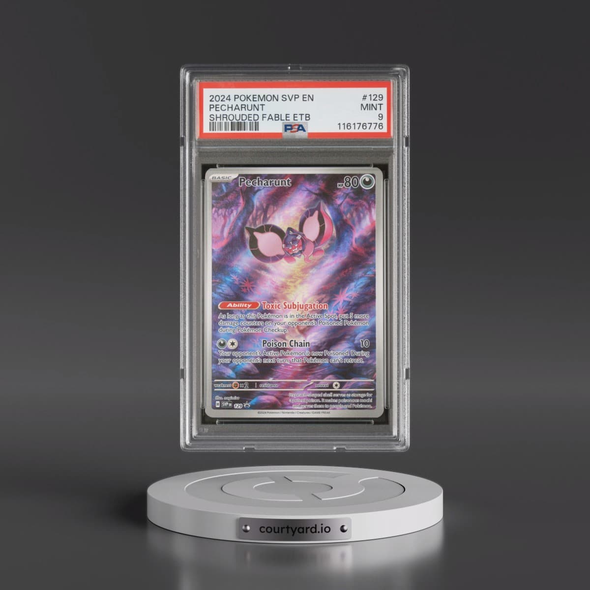 2024 Pokémon Svp EN-SV Black Star Promo #129 Pecharunt - Shrouded Fable Elite Trainer Box (PSA 9 MINT)