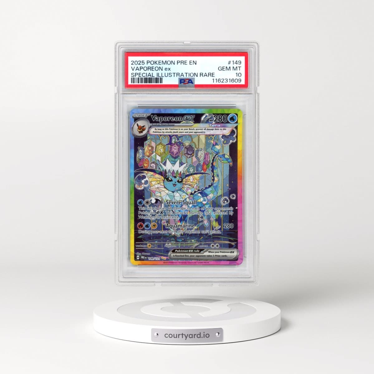 2025 Pokémon Pre EN-Prismatic Evolutions #149 Vaporeon EX - Holo Special Illustration Rare (PSA 10 GEM MINT)