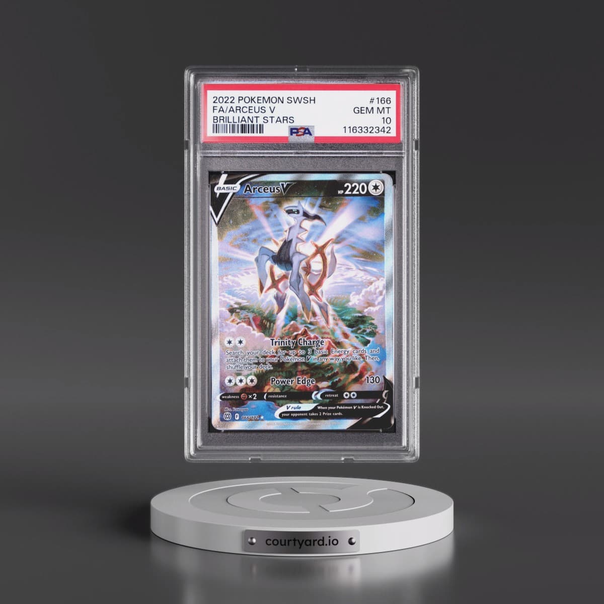 2022 Pokémon Sword & Shield Brilliant Stars #166 Arceus V - Holo Full Art (PSA 10 GEM MINT)