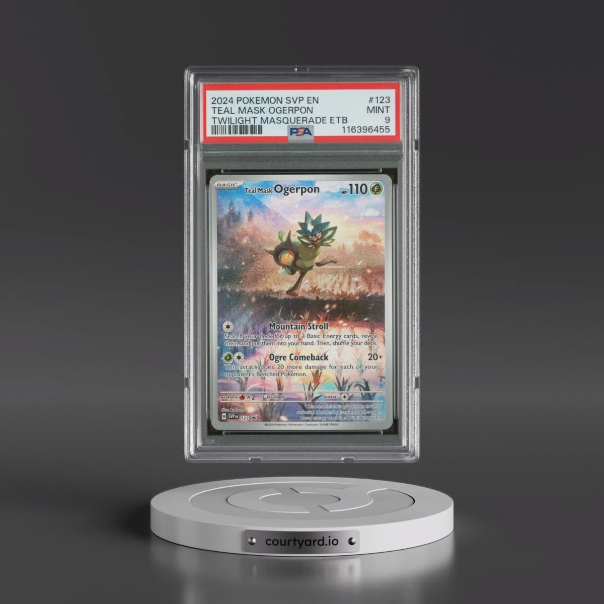 2024 Pokémon Svp EN-SV Black Star Promo #123 Teal Mask Ogerpon - Twilight Masquerade Elite Trainer Box (PSA 9 MINT)