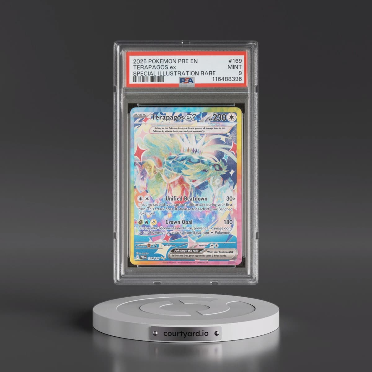 2025 Pokémon Pre EN-Prismatic Evolutions #169 Terapagos EX - Holo Special Illustration Rare (PSA 9 MINT)