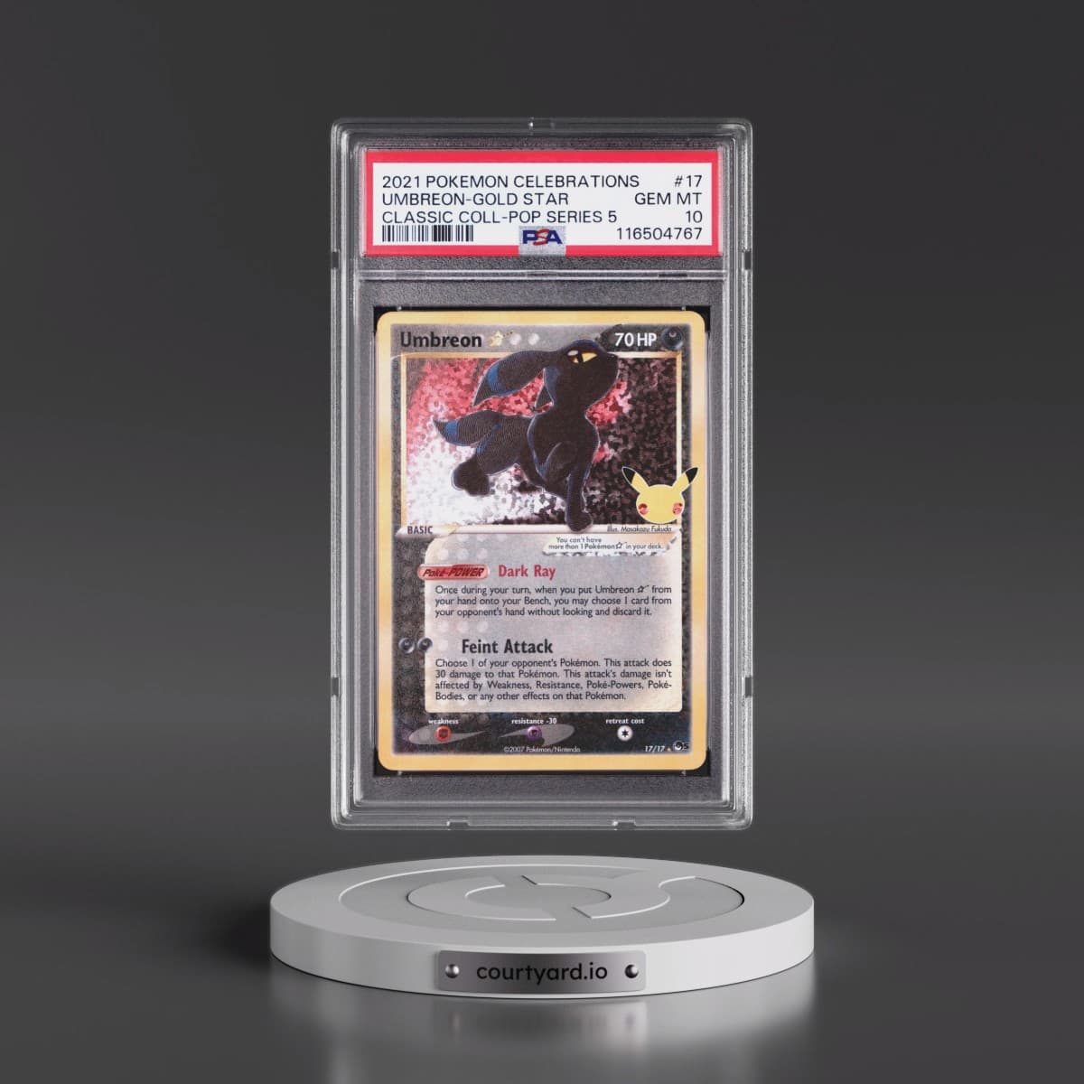 2021 Pokémon Celebrations Classic Collection #17 Umbreon-Gold Star (PSA 10 GEM MINT)