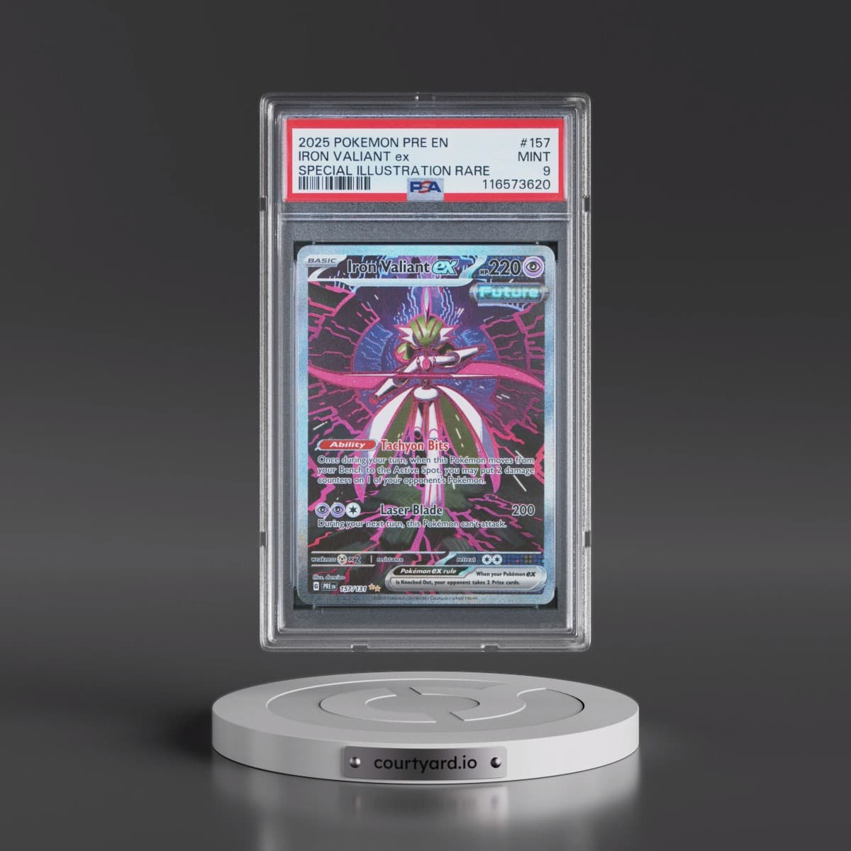 2025 Pokémon Pre EN-Prismatic Evolutions #157 Iron Valiant EX - Holo Special Illustration Rare (PSA 9 MINT)