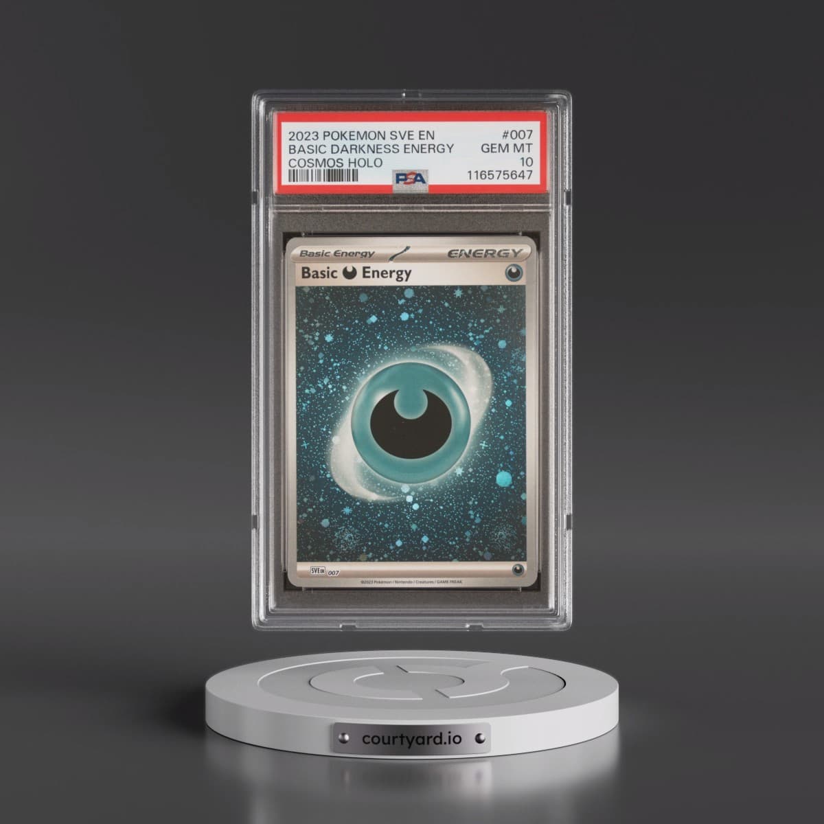 2023 Pokémon Sve EN-Basic Energies #007 Basic Darkness Energy - Cosmos Holo (PSA 10 GEM MINT)