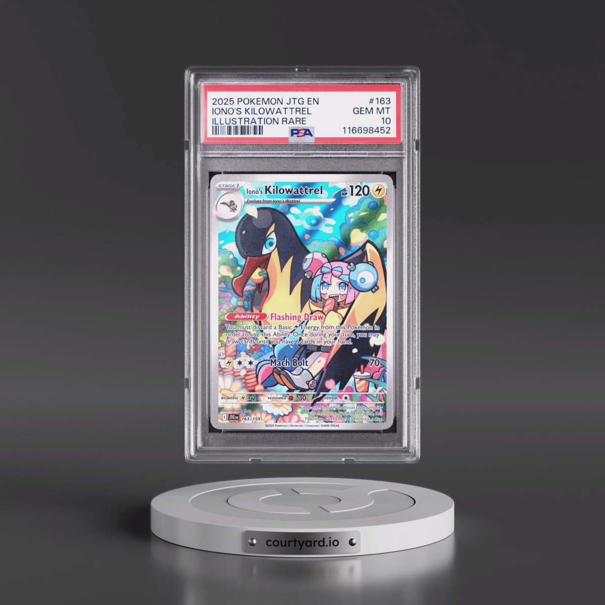2025 Pokémon Jtg EN-Journey Together #163 Iono's Kilowattrel - Illustration Rare (PSA 10 GEM MINT)
