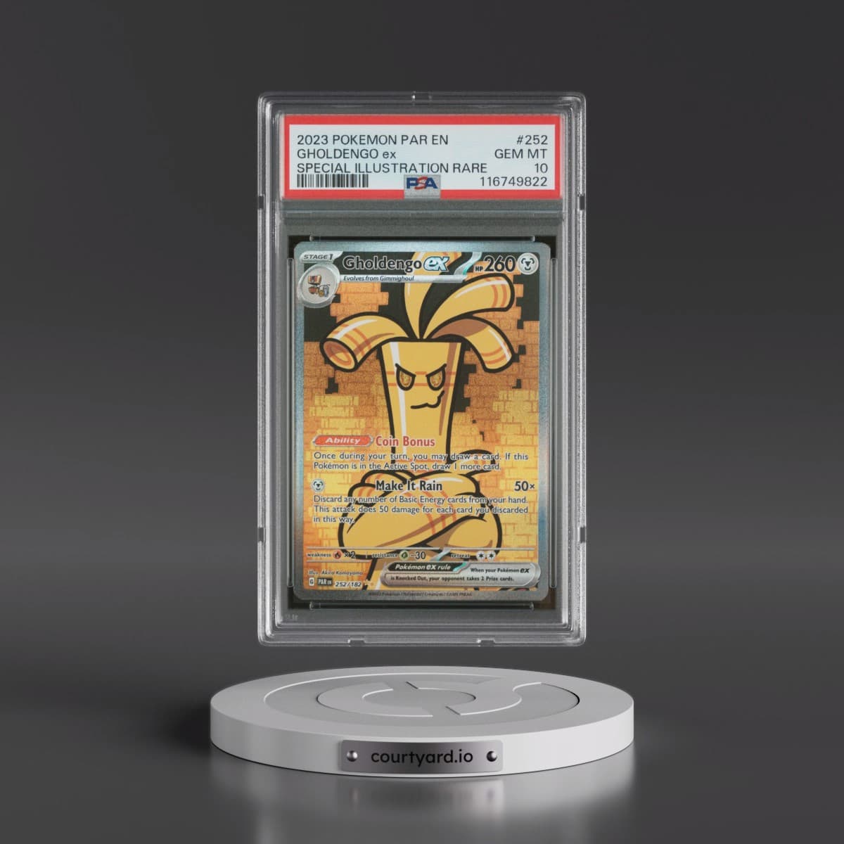 2023 Pokémon Par EN-Paradox Rift #252 Gholdengo EX - Holo Special Illustration Rare (PSA 10 GEM MINT)