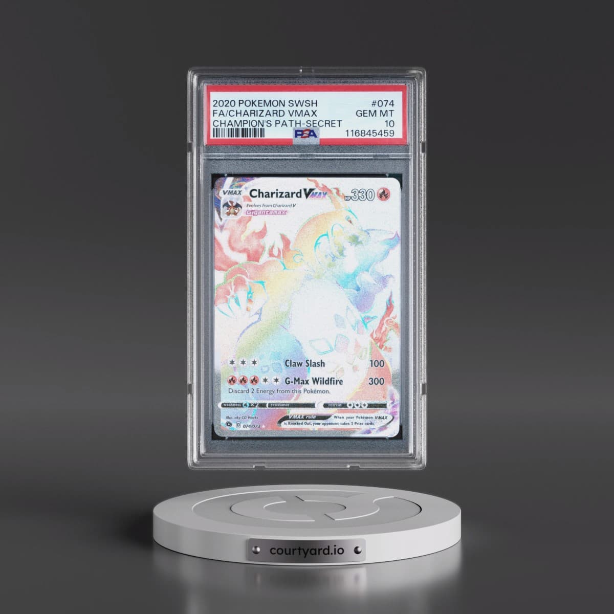 2020 Pokémon Sword & Shield Champion's Path #074 Charizard Vmax - Full Art Secret (PSA 10 GEM MINT)