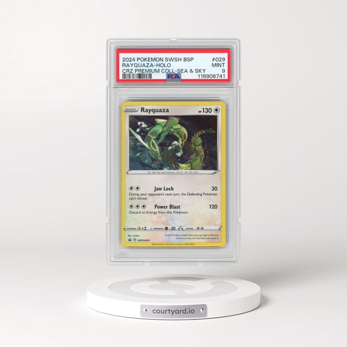 2024 Pokémon Swsh Black Star Promo #029 Rayquaza - Holo Crown Zenith Premium Collection Sea & Sky (PSA 9 MINT)