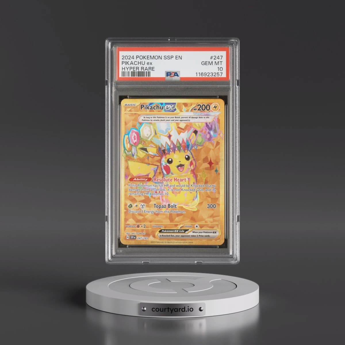 2024 Pokémon Ssp EN-Surging Sparks #247 Pikachu EX - Holo Hyper Rare (PSA 10 GEM MINT)