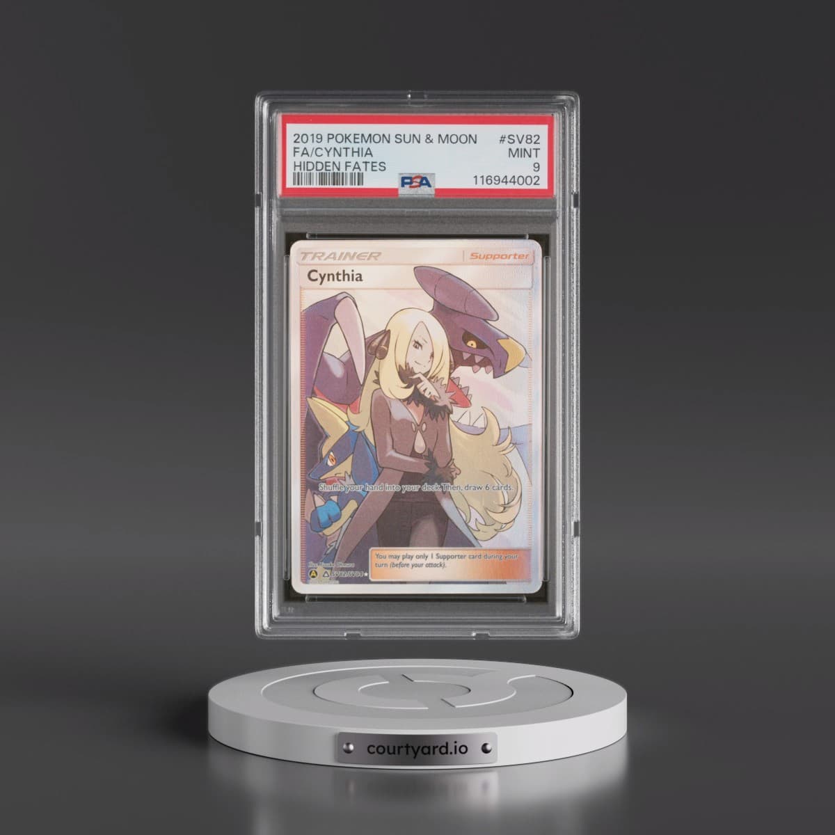 2019 Pokémon Sun & Moon Hidden Fates #SV82 Cynthia - Full Art (PSA 9 MINT)