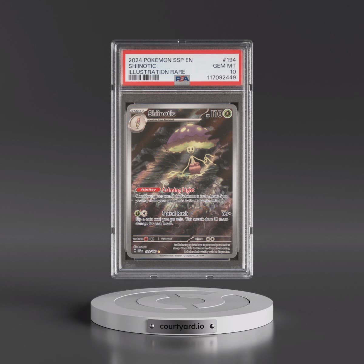 2024 Pokémon Ssp EN-Surging Sparks #194 Shiinotic - Illustration Rare (PSA 10 GEM MINT)