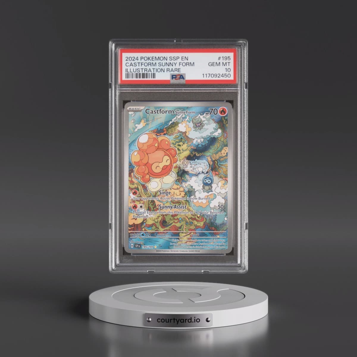 2024 Pokémon Ssp EN-Surging Sparks #195 Castform Sunny Form - Illustration Rare (PSA 10 GEM MINT)