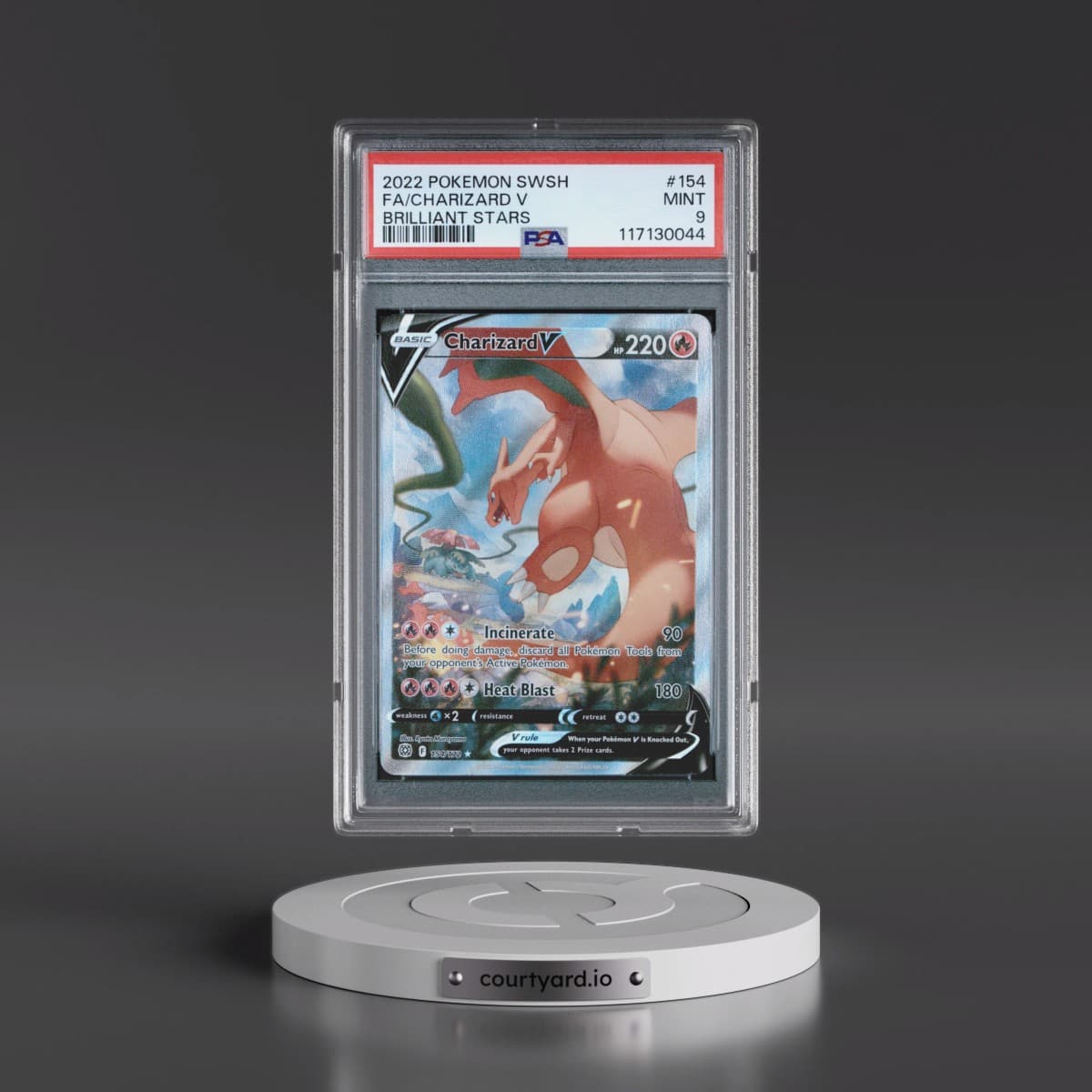 2022 Pokémon Sword & Shield Brilliant Stars #154 Charizard V - Holo Full Art (PSA 9 MINT)