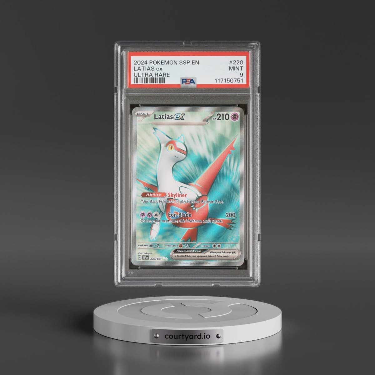 2024 Pokémon Ssp EN-Surging Sparks #220 Latias EX - Holo Ultra Rare (PSA 9 MINT)
