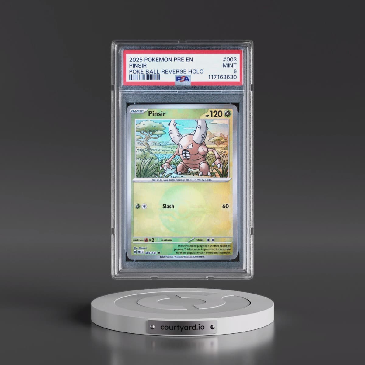 2025 Pokémon Pre EN-Prismatic Evolutions #003 Pinsir - Reverse Holo Poke Ball (PSA 9 MINT)