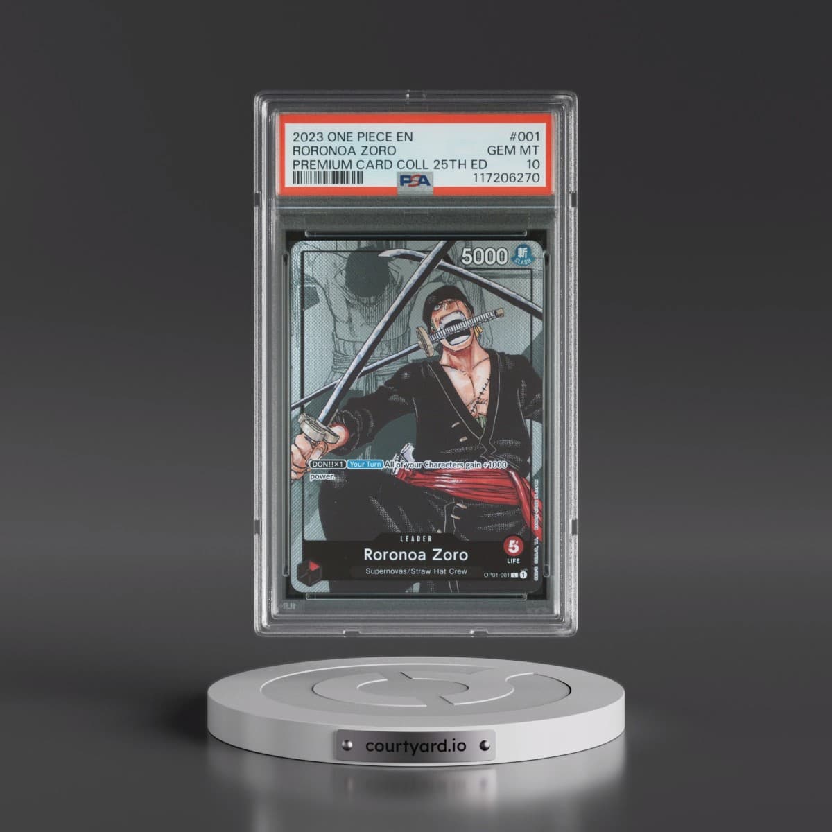 2023 One Piece Premium Bandai Premium Card Collection 25th Edition #001 Roronoa Zoro (PSA 10 GEM MINT)