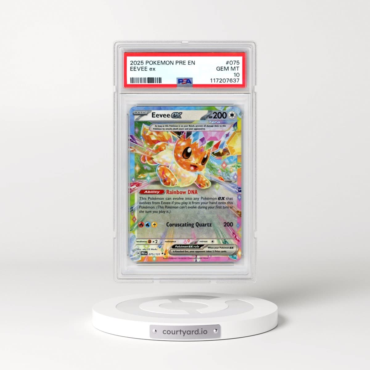 2025 Pokémon Pre EN-Prismatic Evolutions #075 Eevee EX - Holo (PSA 10 GEM MINT)