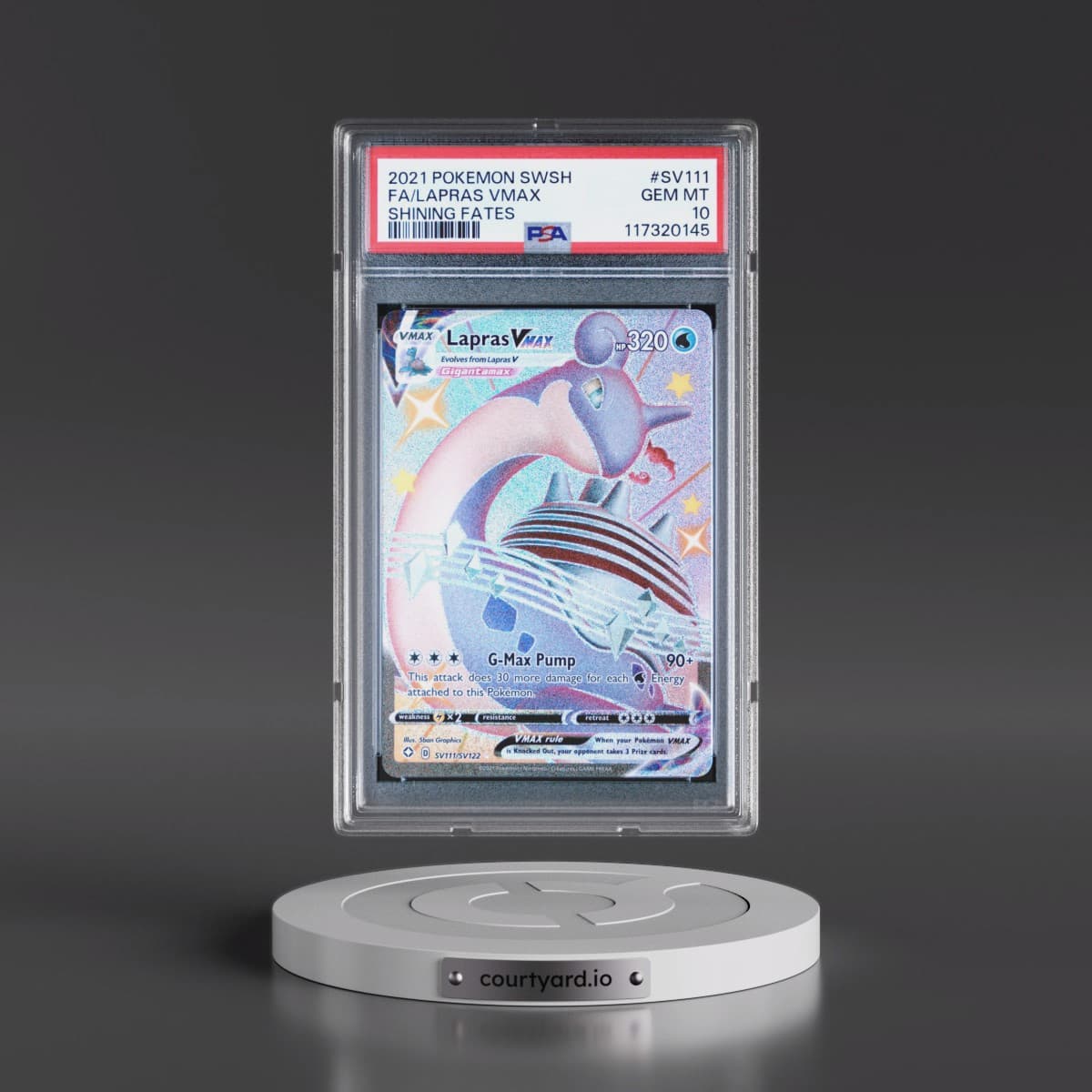 2021 Pokémon Sword & Shield Shining Fates #SV111 Lapras Vmax - Full Art (PSA 10 GEM MINT)