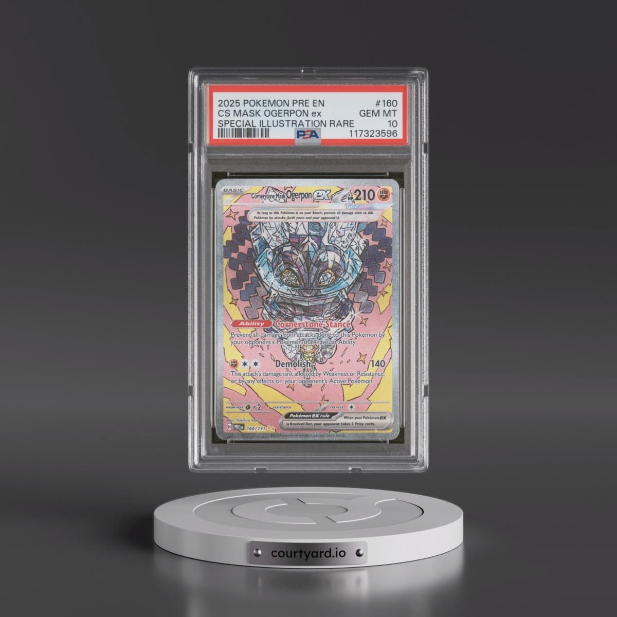 2025 Pokémon Pre EN-Prismatic Evolutions #160 Cornerstone Mask Ogerpon EX - Holo Special Illustration Rare (PSA 10 GEM MINT)