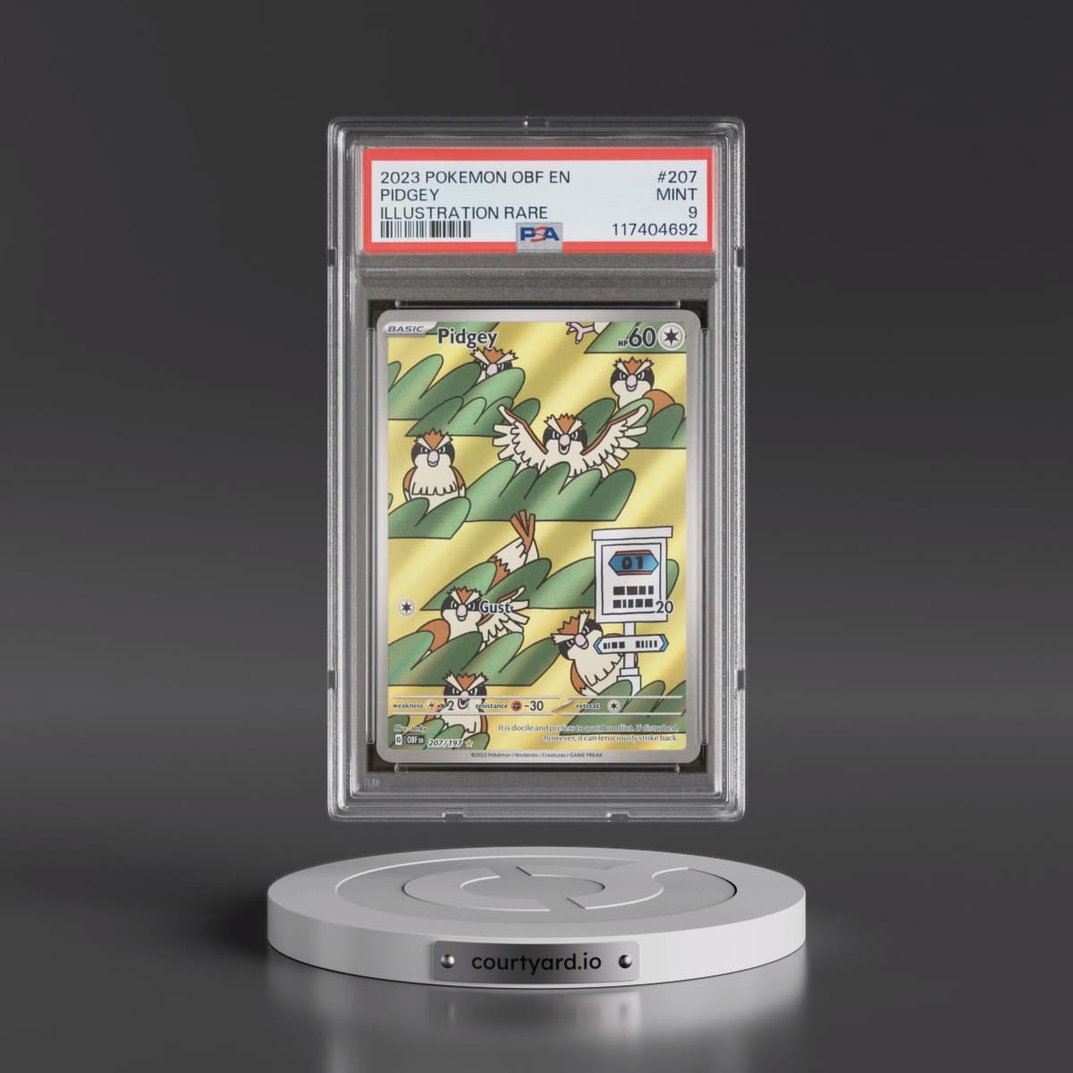 2023 Pokémon Obf EN-Obsidian Flames #207 Pidgey - Illustration Rare (PSA 9 MINT)