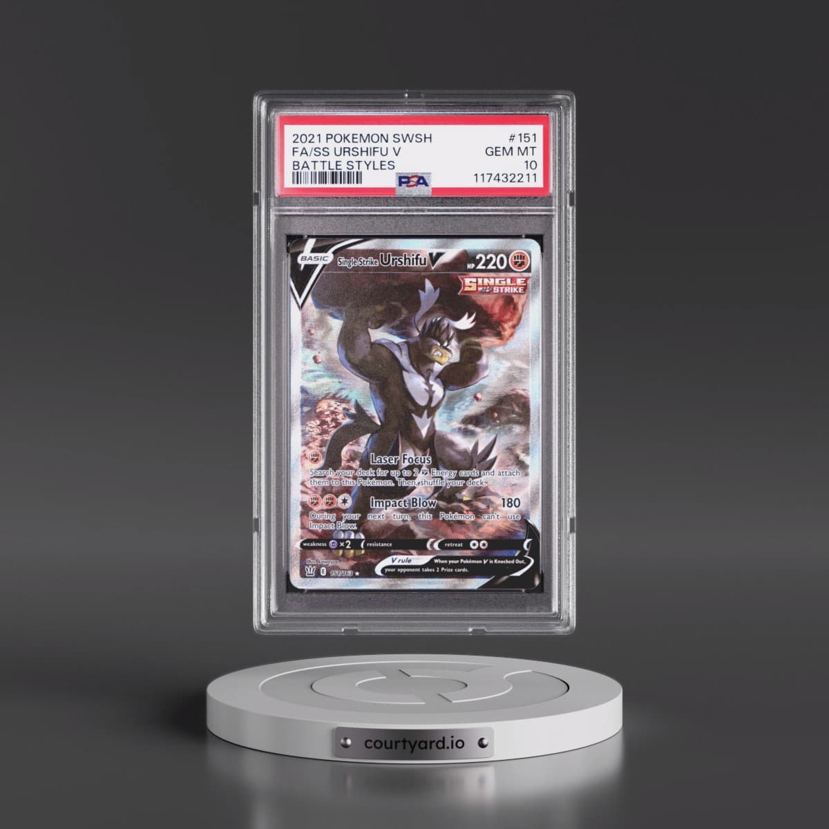 2021 Pokémon Sword & Shield Battle Styles #151 Single Strike Urshifu V - Holo Full Art (PSA 10 GEM MINT)