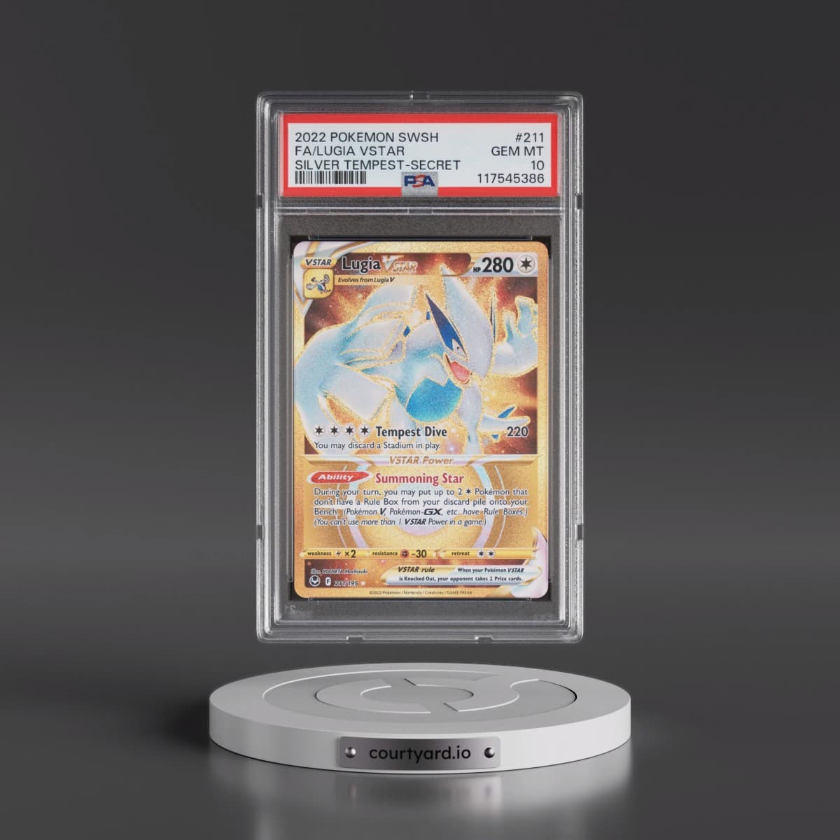 2022 Pokémon Sword & Shield Silver Tempest #211 Lugia Vstar - Full Art Secret (PSA 10 GEM MINT)