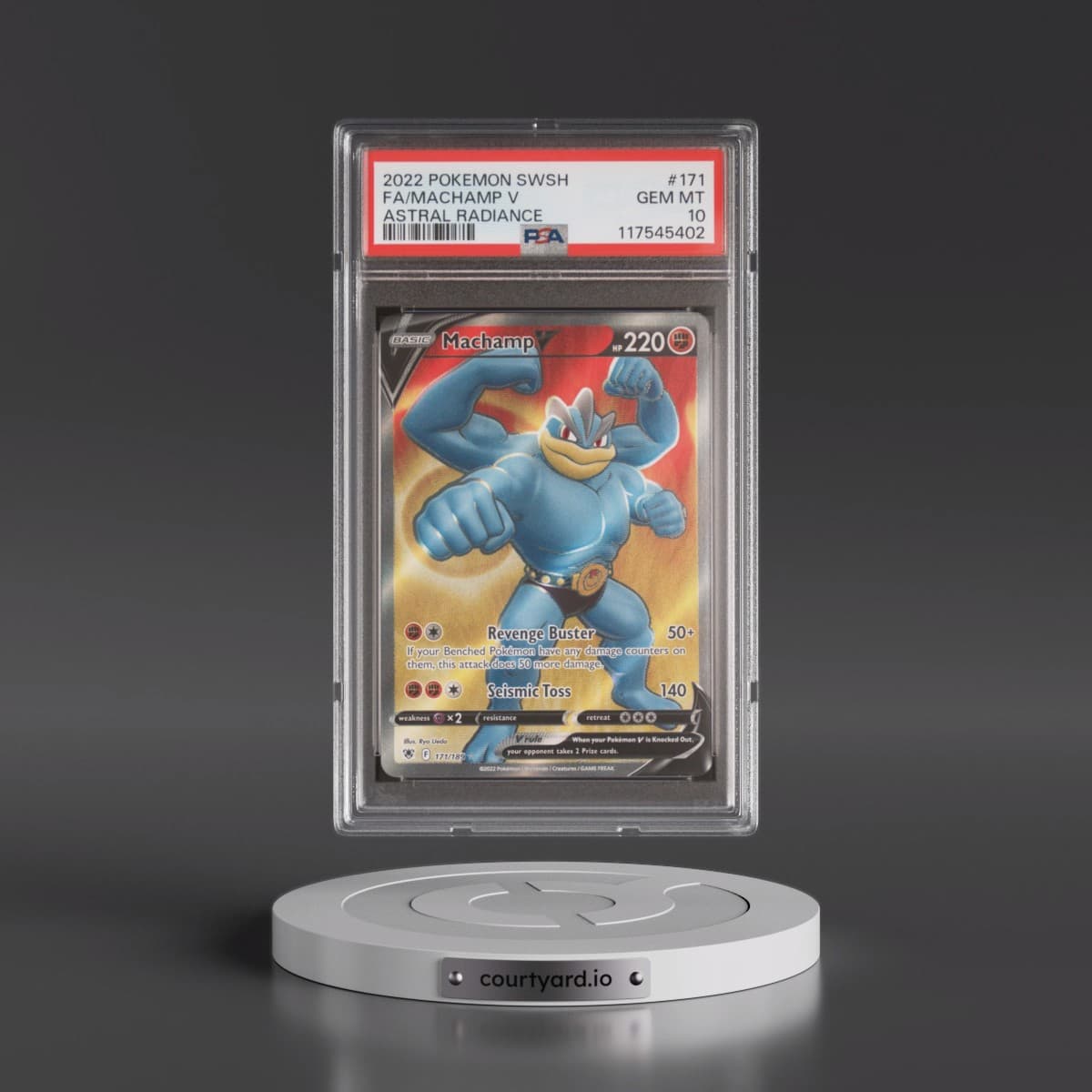2022 Pokémon Sword & Shield Astral Radiance #171 Machamp V - Holo Full Art (PSA 10 GEM MINT)