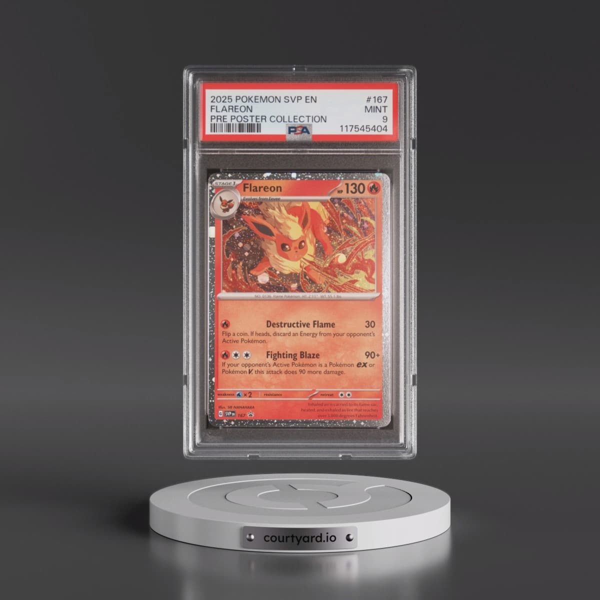 2025 Pokémon Svp EN-SV Black Star Promo #167 Flareon - Prismatic Evolutions Poster Collection (PSA 9 MINT)