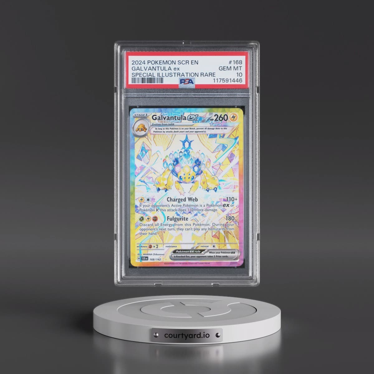 2024 Pokémon Scr EN-Stellar Crown #168 Galvantula EX - Holo Special Illustration Rare (PSA 10 GEM MINT)