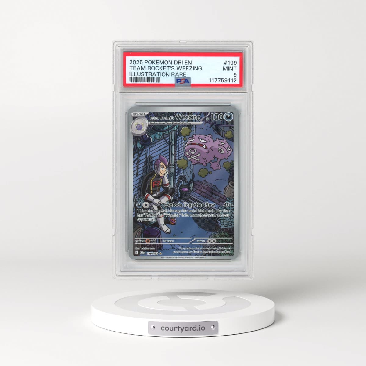 2025 Pokémon Dri EN-Destined Rivals #199 Team Rocket's Weezing - Illustration Rare (PSA 9 MINT)