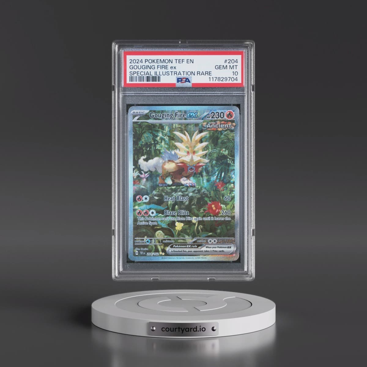 2024 Pokémon Tef EN-Temporal Forces #204 Gouging Fire EX - Holo Special Illustration Rare (PSA 10 GEM MINT)