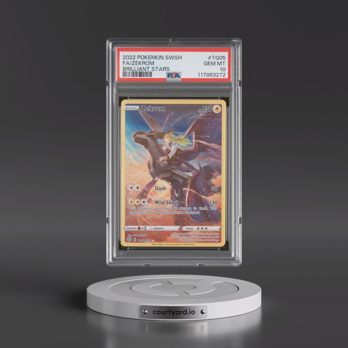 2022 Pokémon Sword & Shield Brilliant Stars #TG05 Zekrom - Full Art (PSA 10 GEM MINT)