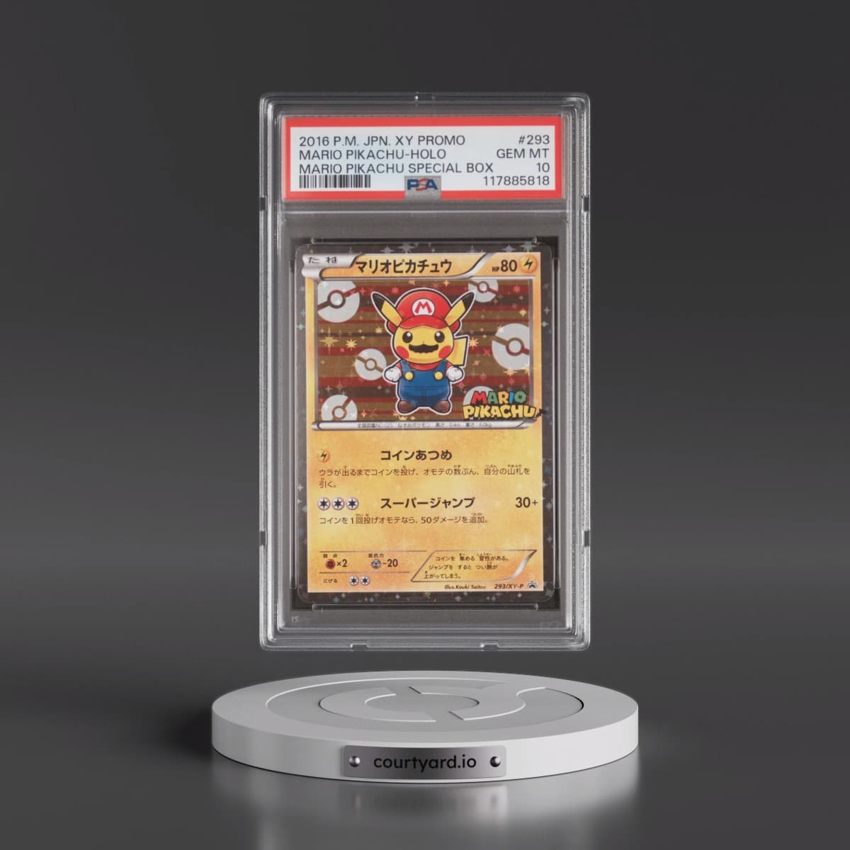 2016 Pokémon XY Promo #293 Mario Pikachu - Holo-Mario Pikachu Special Box (PSA 10 GEM MINT)