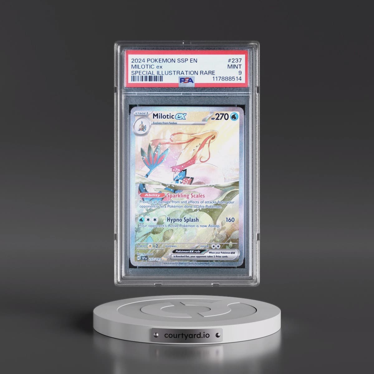 2024 Pokémon Ssp EN-Surging Sparks #237 Milotic EX - Holo Special Illustration Rare (PSA 9 MINT)