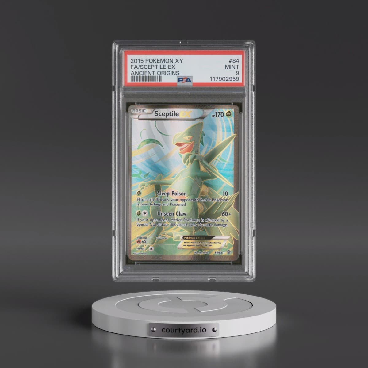 2015 Pokémon XY Ancient Origins #84 Sceptile EX - Holo Full Art (PSA 9 MINT)